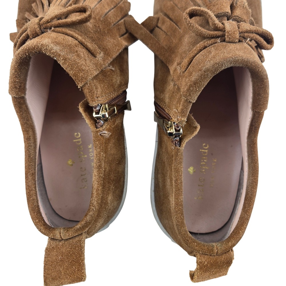 Kate Spade New York Lenna Whiskey Brown Suede Tassel Fringe Sneakers Womens 7M - Picture 10 of 12
